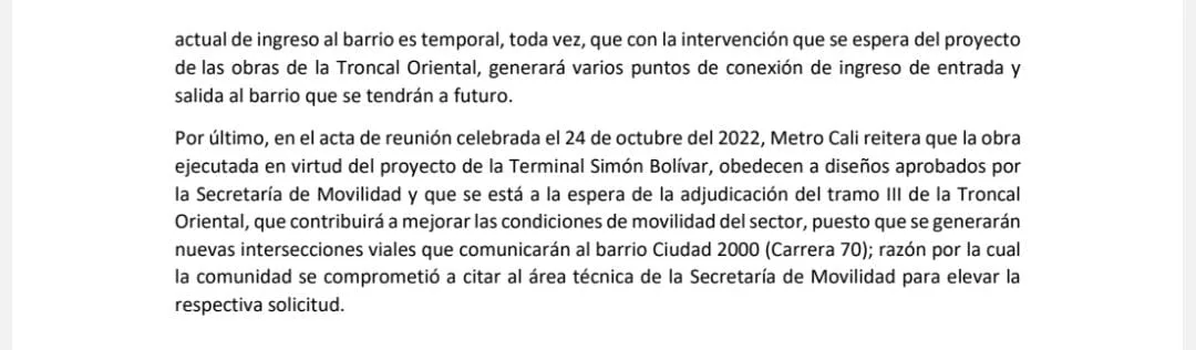 Por obras del MIO vecinos de Ciudad 2000 se quedaron sin un retorno cerca a la entrada de su barrio