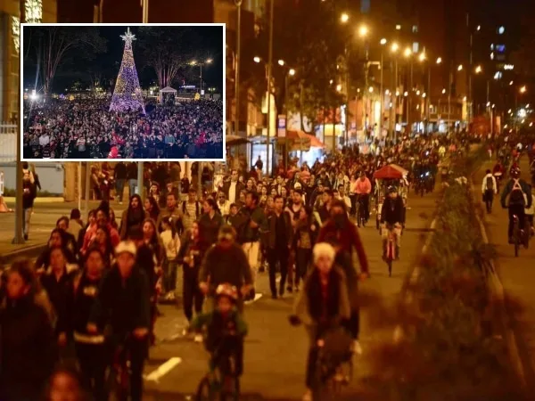 La ciclovía nocturna navideña en Bogotá