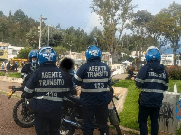 Agente de tránsito herido. Foto: Secretaría de Tránsito Pasto.