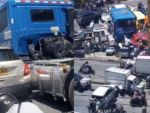 Medellín : Accidente de tractomula robada impactó 14 vehículos; dejó 2 muertos y 4 heridos