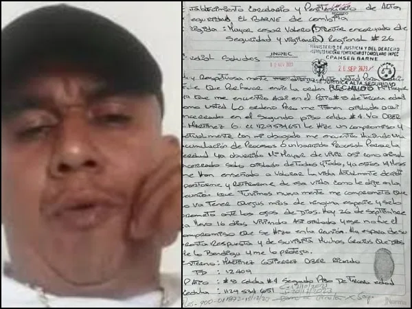 Carta de ‘Negro Ober’ pidiendo reducción de controles de seguridad a cambio de cese de hostilidades