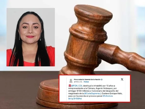 Procuraduría destituye por 15 años a exrepresentante Argenis Velásquez por soborno en Corte Suprema