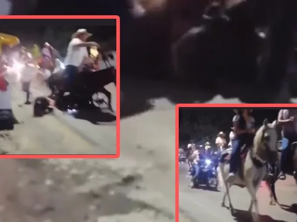 "Quítenla quítenla": Gritos desesperados de la gente, caballo cayó sobre motorizadas en medio de la cabalgata