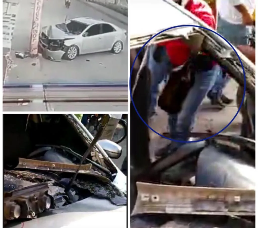 contra un poste en Barranquilla