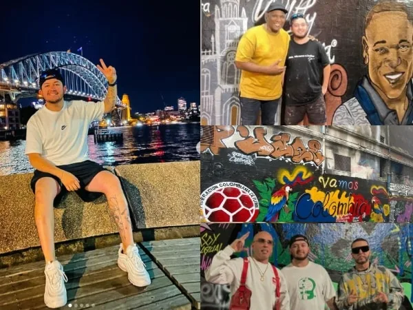 El colombiano que se gana la vida pintando murales en Melbourn Australia; hasta famosos cantantes le firman sus obras
