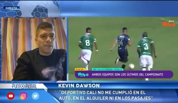 Kevin Dawson aseguró que el Deportivo Cali no le cumplió con pagos y sentía temor por amenazas de hinchas