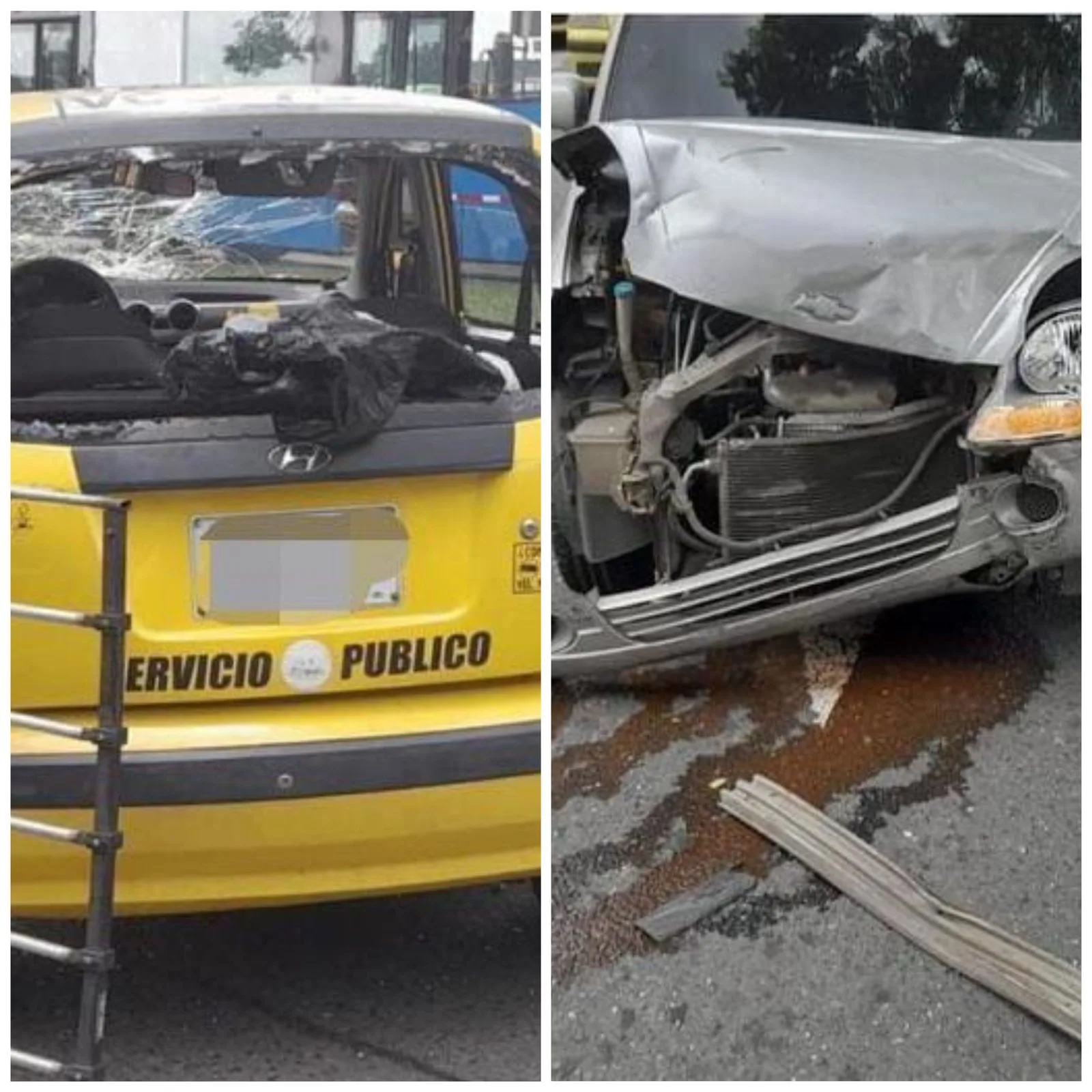 "Tremendo totazo" entre un carro particular y un taxi este martes en el norte de Cali