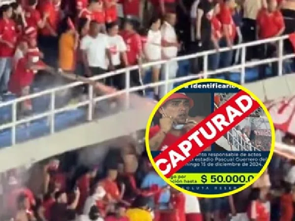 Capturan a hincha que disparó cañón contra policías en el Pascual Guerrero.