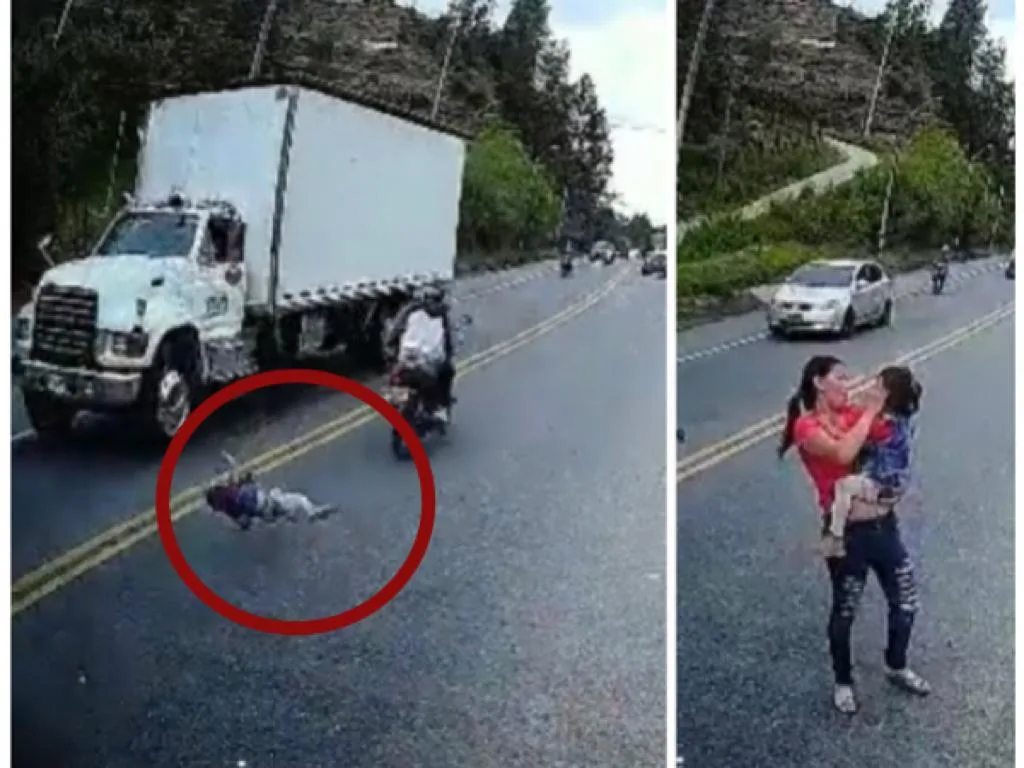Las motos atropellaron a la niña ¿pero la salvaron del furgón?, en Guarne Antioquia