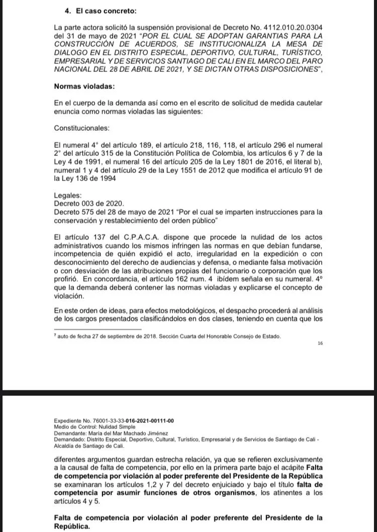 decreto resistencias Cali diálogos