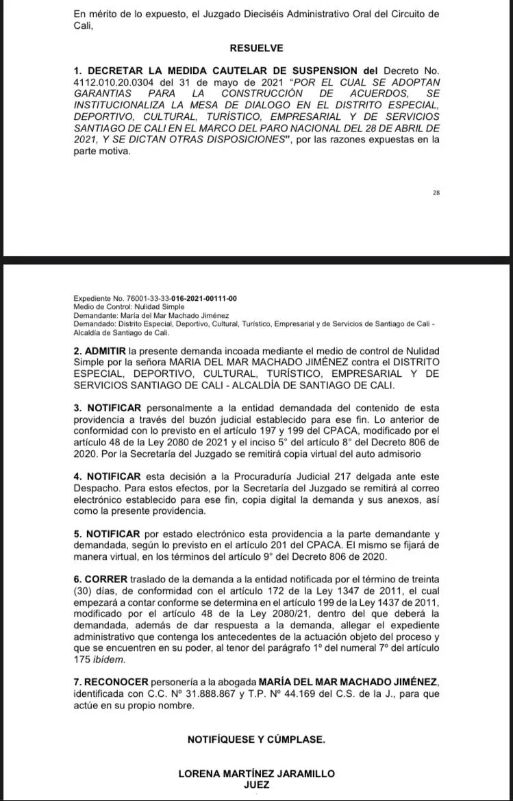 decreto resistencias Cali diálogos