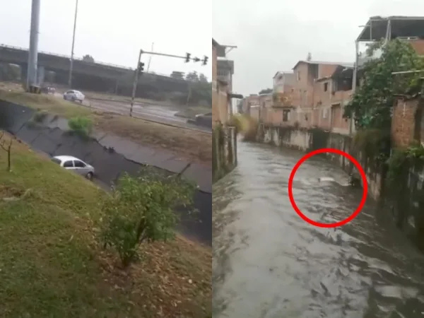 Lluvia, inundaciones, truenos y más de un carro terminó en canal de aguas este 24 de diciembre en Cali