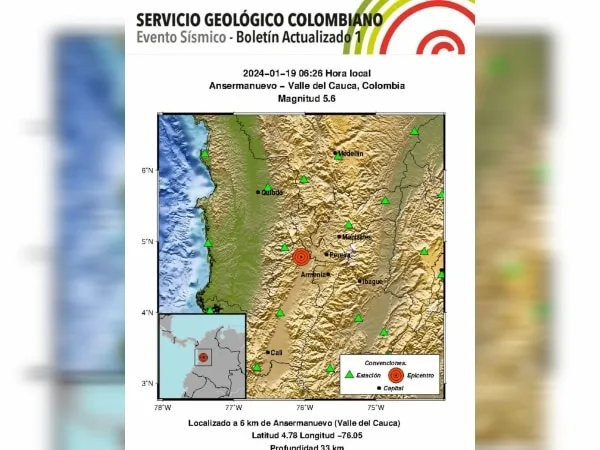 Temblor de magnitud 5.6 sacude a Ansermanuevo, Valle del Cauca_ evaluación preliminar de daños.