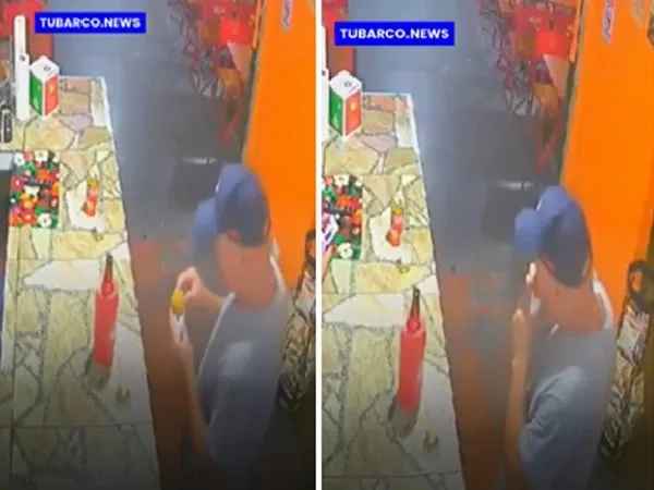 A hombre el explotó una empanada en la boca.