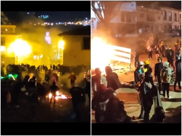 Siguen enfrentamientos a esta hora en el centro de Pasto, con gases buscan dispersar a manifestantes.