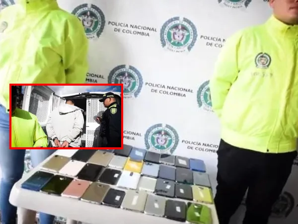 Cerca de 40 teléfonos recuperados en el centro de Bogotá en un operativo realizado por la policía