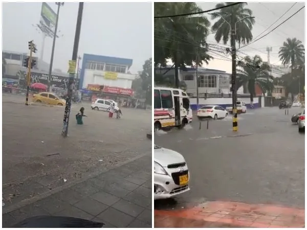 Inundaciones en vías prinicpales de Cali con un sorpresivo y corto aguacero