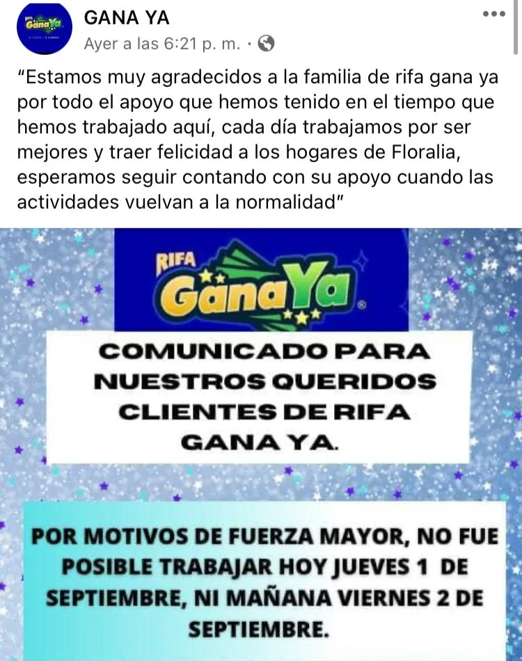 Gana Ya rifas Gane Cali estafas