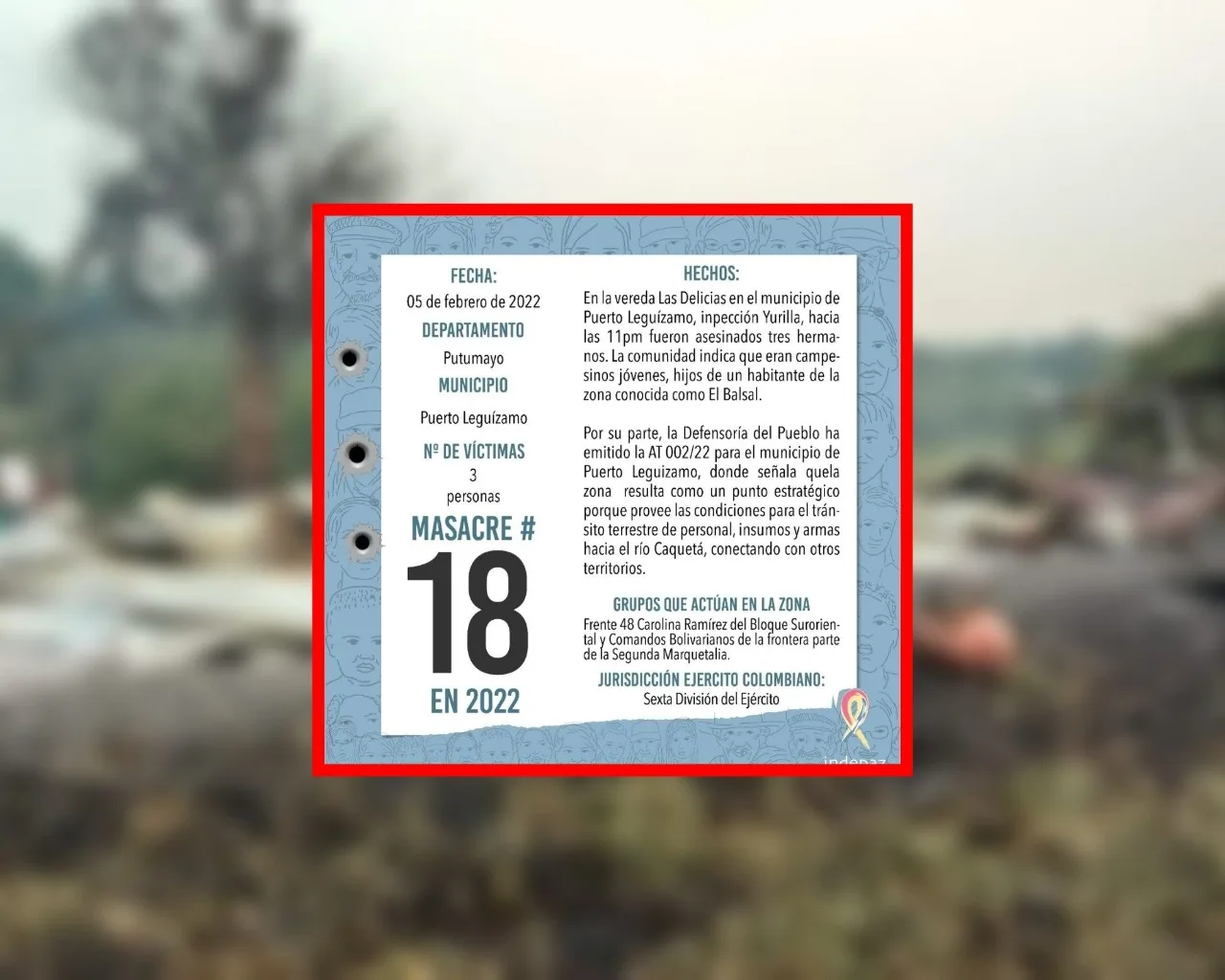 Nueva masacre en Putumayo: sería la #18 en lo corrido del 2022 y las víctimas eran hermanos
