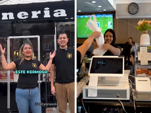 Colombianos vendiendo lechona y tamal en Estados Unidos.