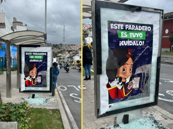 En Pasto dañaron paradero de buses de la carrera 27
