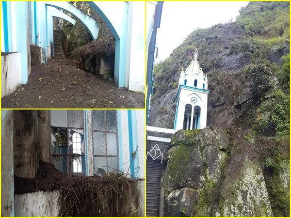 El Santuario de La Virgen de La Playa también quedó destruido por los deslizamientos de tierra