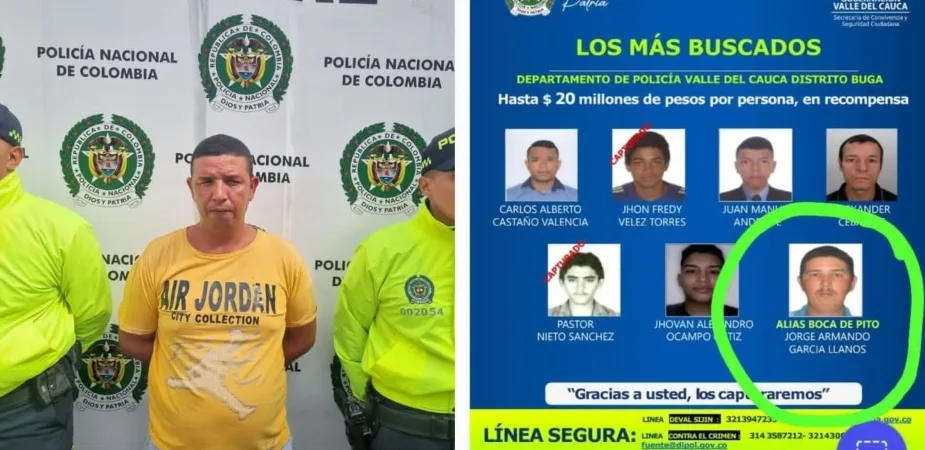 Capturan en Cali a uno de los más buscados por homicidio en Buga, Valle.
