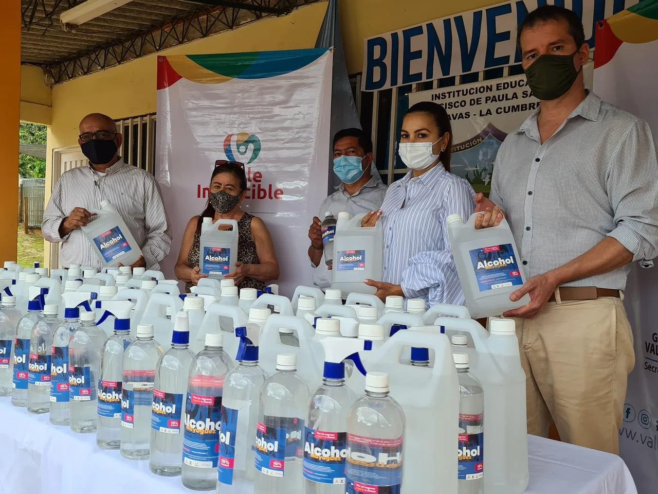 litros de alcohol donados a municipios no certificados del Valle