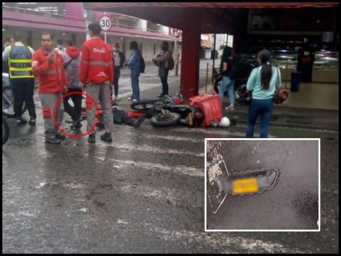 Conductor del carro que habría arrollado a motociclista en el centro huyó, pero la víctima se agarró y despegó la placa