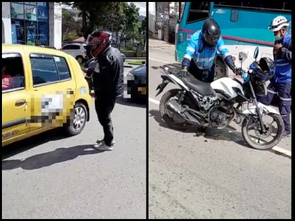 "Le pago pero no me embale amigo", motociclista ebrio tras ocasionar un accidente; dejó la moto tirada y huyó en un bus