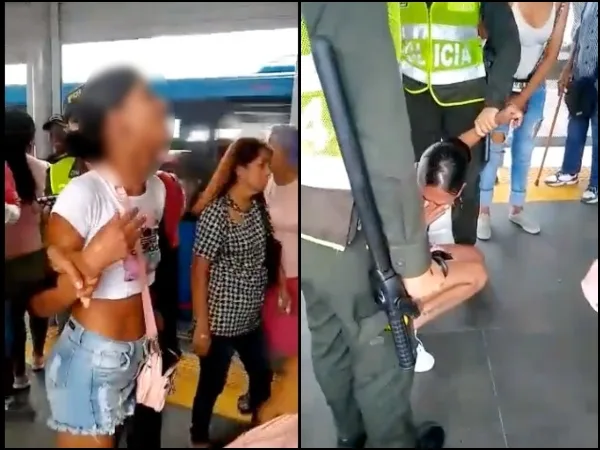 Llantos y súplicas: "retenida por pegarse de unos aretes", la gente quiso intervenir y auxiliares lo evitaron, en Tequendama