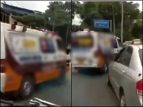 "Graban porque es la competencia": ambulancia le dejó el 'reguero' a otra y casi causa accidente en Cali