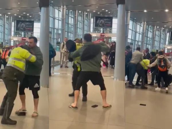 Pasajeros defendieron a un policía, otro viajero lo estaba golpeando en el aeropuerto El Dorado