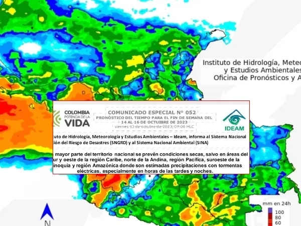 Lluvias en amplios sectores de las regiones Pacífica, sur de Caribe y norte : Ideam pronostico Puente Festivo