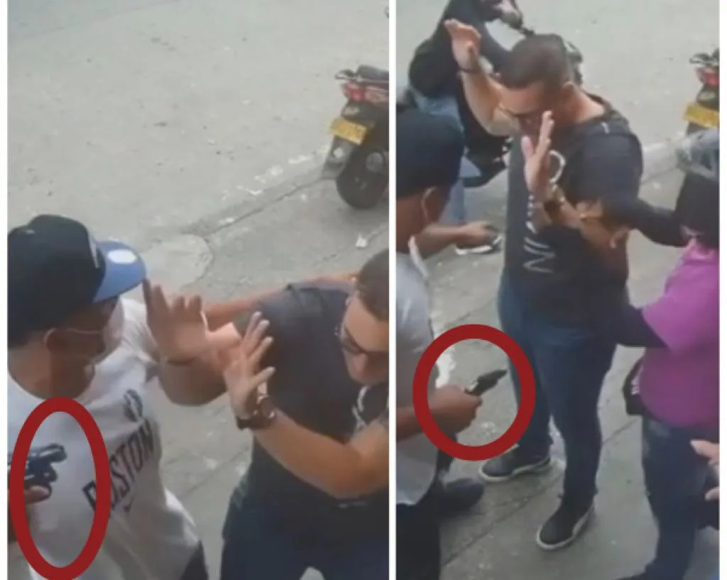 Una de las víctimas del robo intentó defenderse pero no era uno, eran tres ladrones que le llegaron, dos de ellos, mostraron armas de fuego. En el centro de Cali.