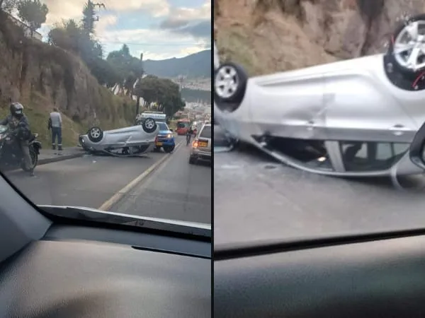 Vehículo se volcó en el barrio El Bachue al occidente de Pasto