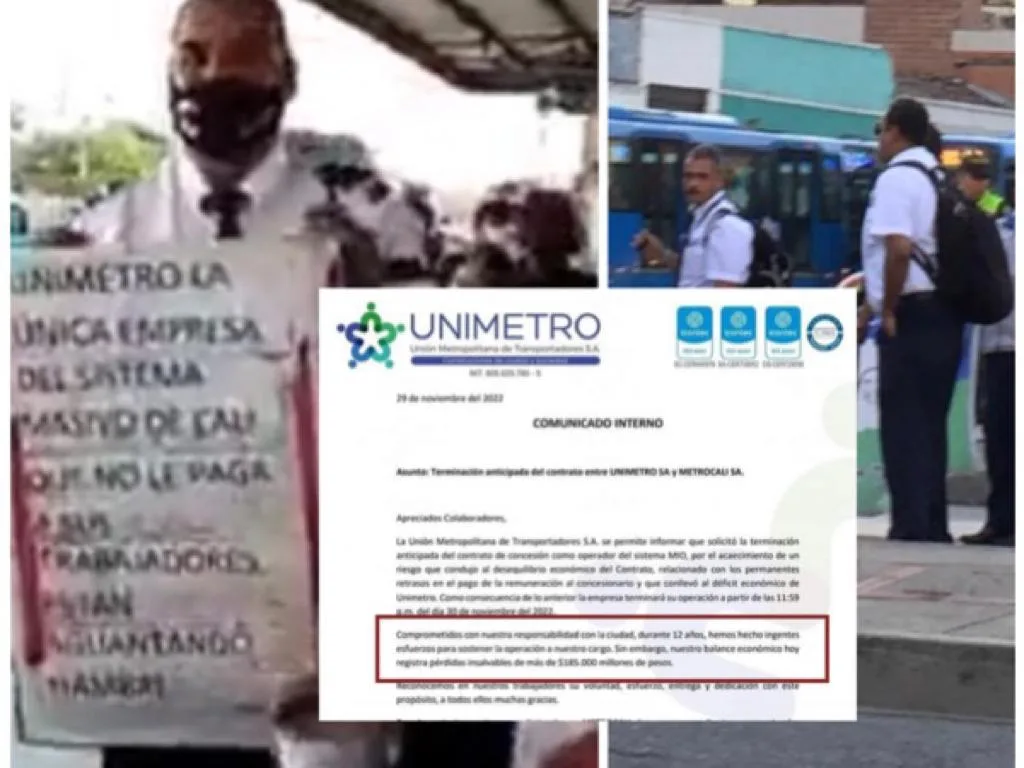 Unimetro Cali protestas trabajadores