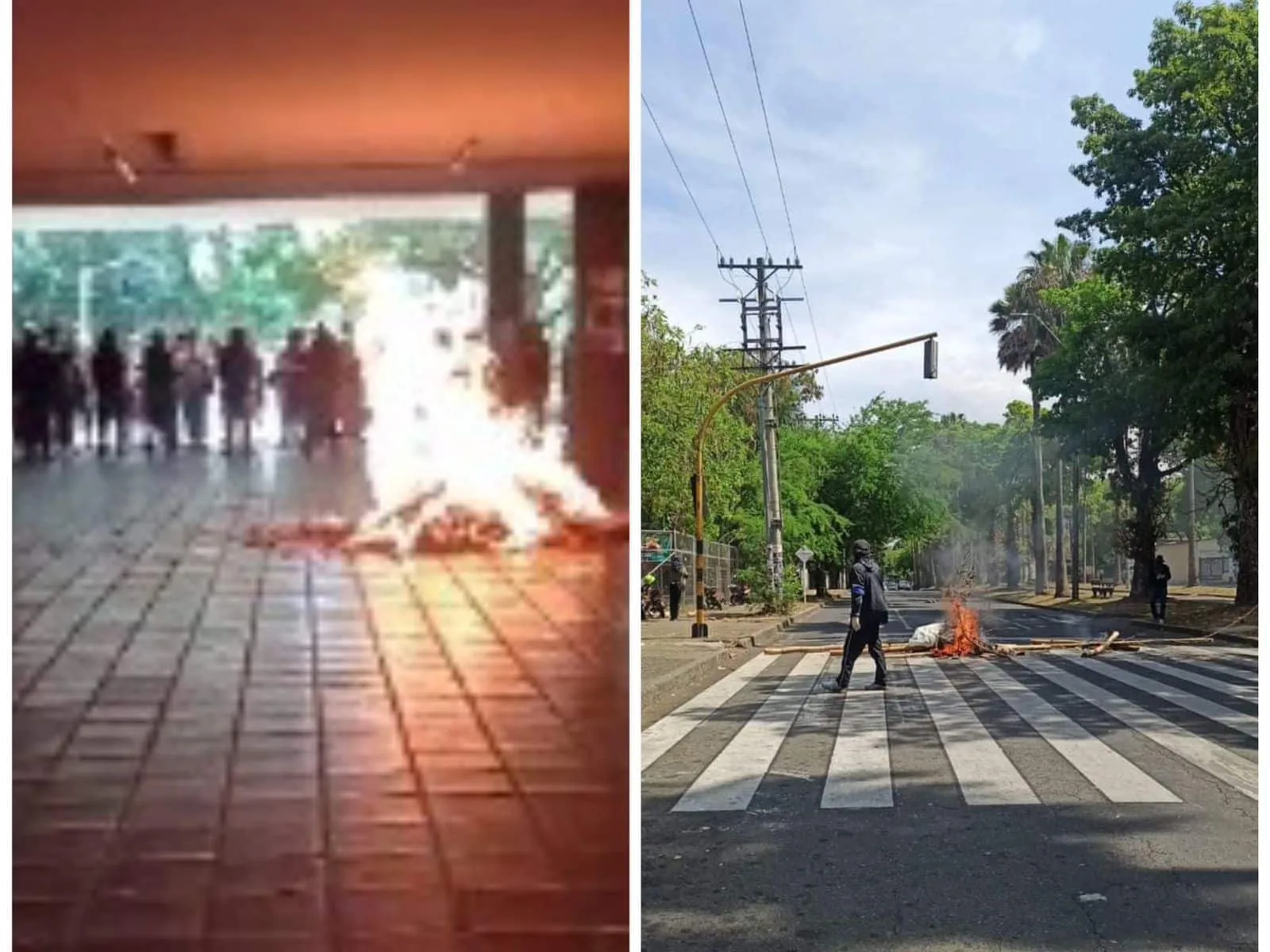 De Univalle, salió un grupo con capuchas a protestar, hay cierre de vía en el sur de Cali