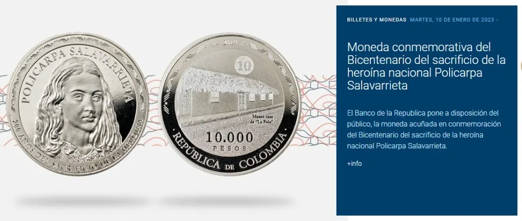 moneda 10.000 La pola Policarpa Salavarrieta BanRepública