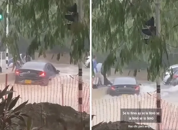 Mujer se salvó de ser arrastrada por arroyo en Barranquilla.