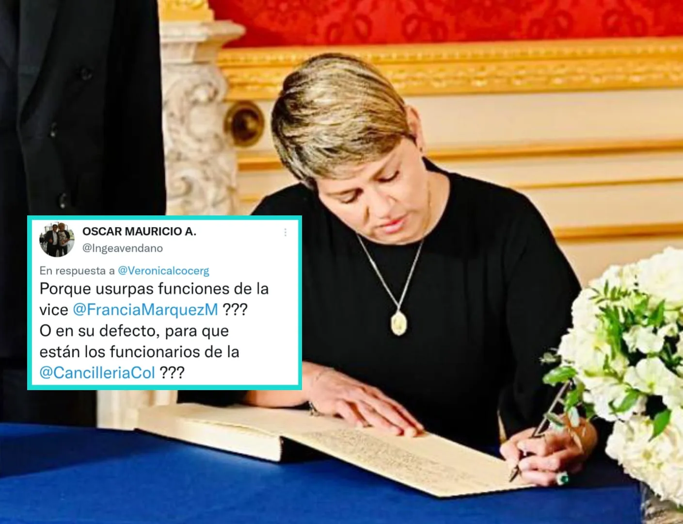 ¿Al fin quién firma?: Alcocer firmó el libro de condolencias de la difunta Reina Isabel II, "lo debió firmar únicamente el canciller de Colombia", dicen en redes