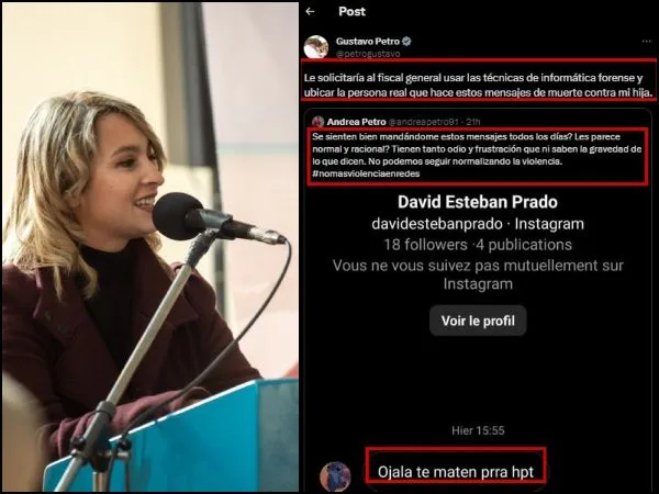 «Usar todas las técnicas»: Gustavo Petro, pide a la fiscalía revisar amenazas contra su hija