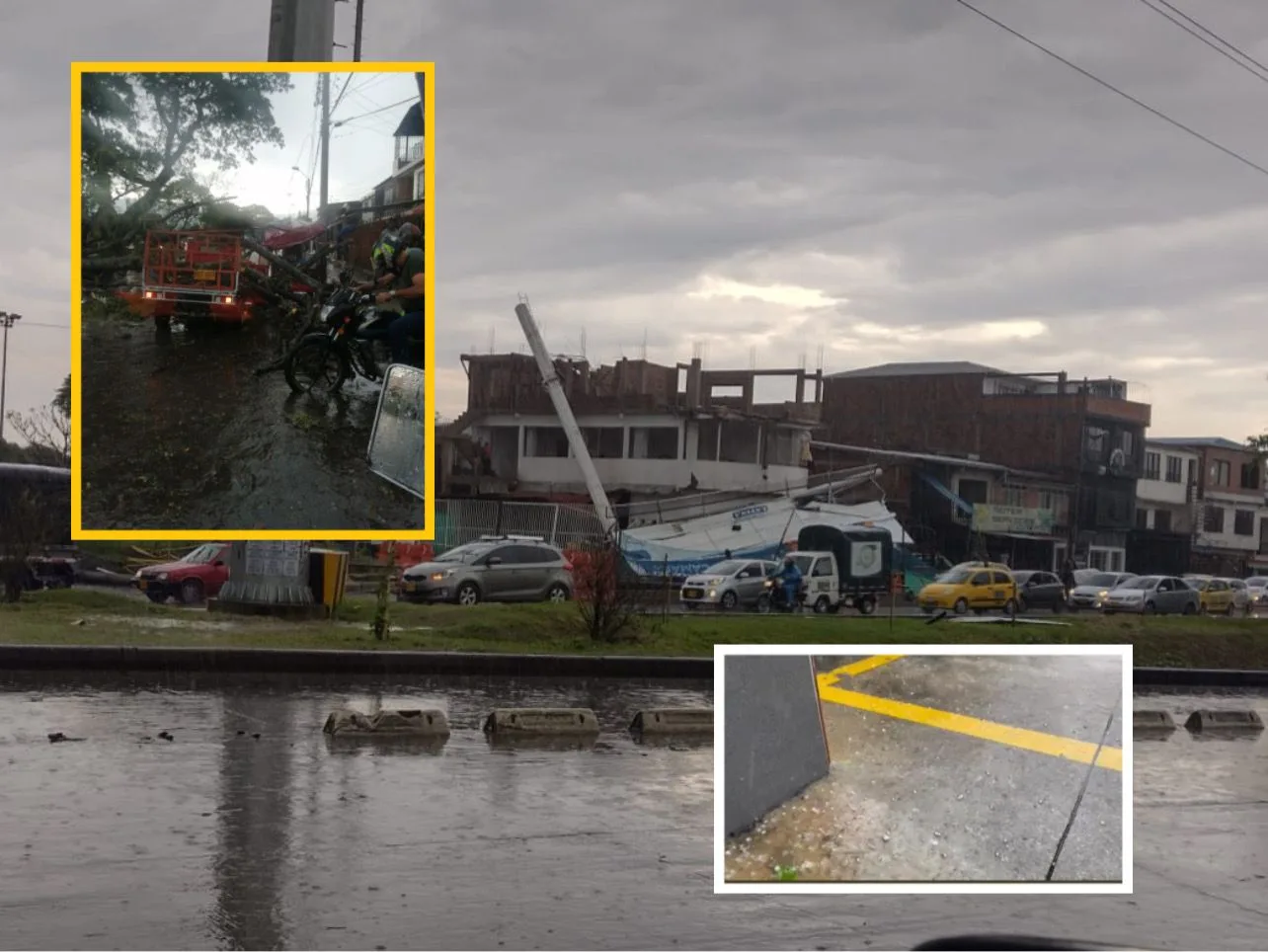 Granizo, arboles caídos, truenos, casas destechadas y vallas publicitarias en el suelo por la tormenta este viernes en Cali