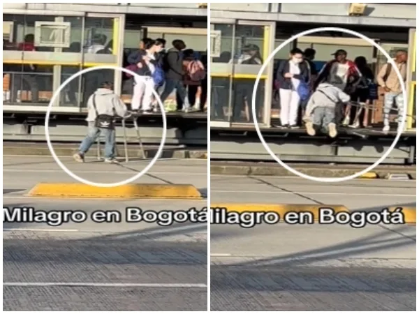 La viral "recuperación milagrosa" del hombre en caminador colándose en el Transmilenio
