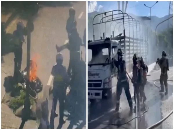 Capturan en Itagüí a hombre que incendió su propia moto y un vehículo oficial de la Secretaría de Movilidad