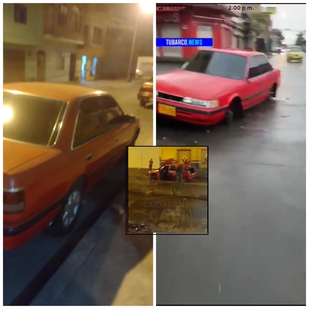 Así fue cómo desvalijaron el carro rojo abandonado en la 15, en Cali