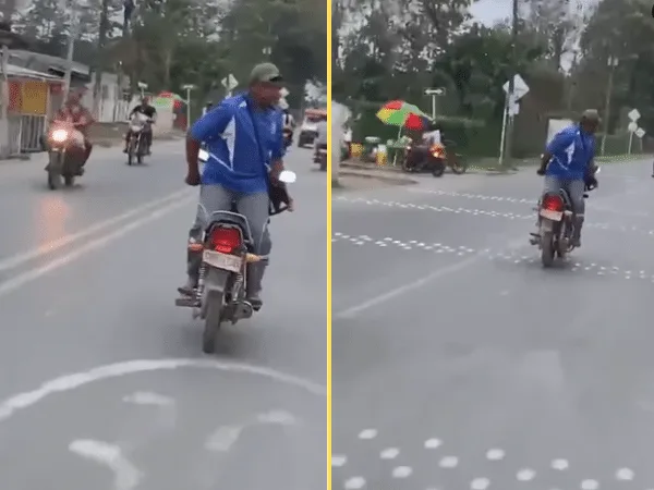 Denuncian imprudencia de motociclista en Tumaco: iba manejando de espaldas