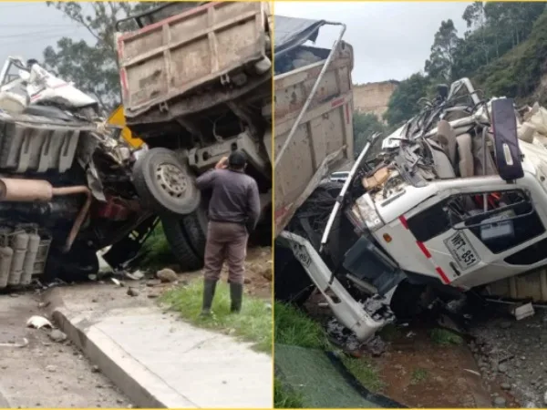 A esta hora se registra aparatoso accidente entre dos volquetas en vía Pasto- Catambuco