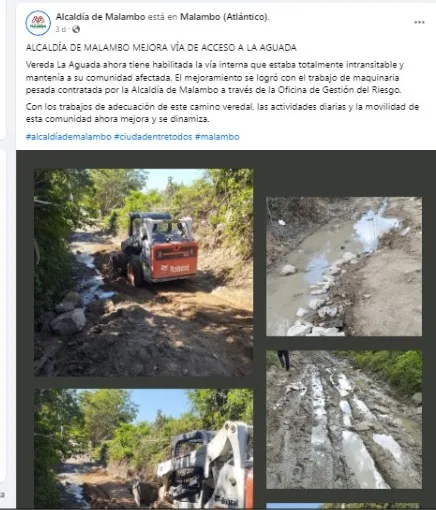 Vereda La Aguada Malambo vía