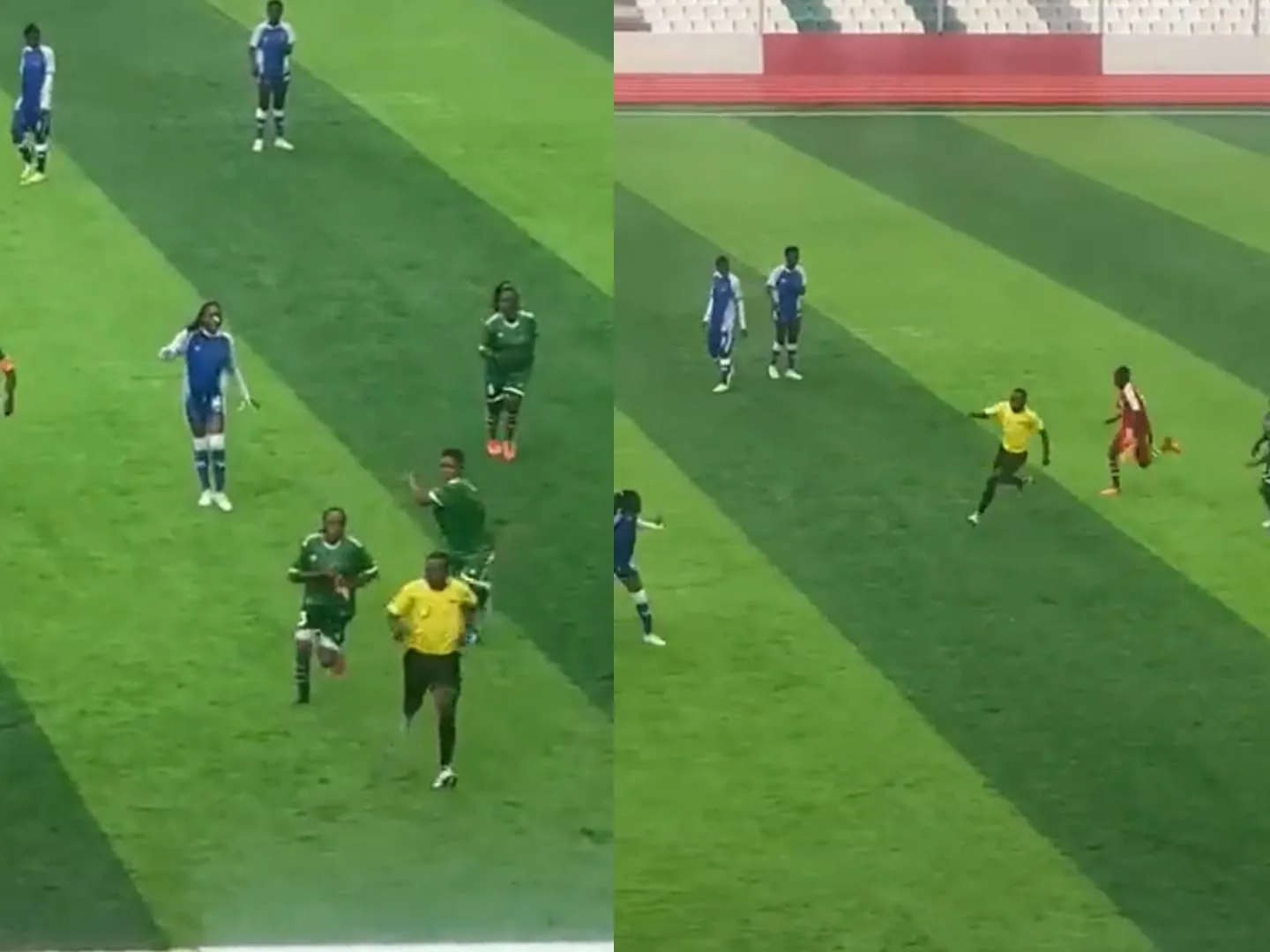 jugadoras en Congo golpearon a árbitro en medio de un partido de fútbol, por no pitar un penalti